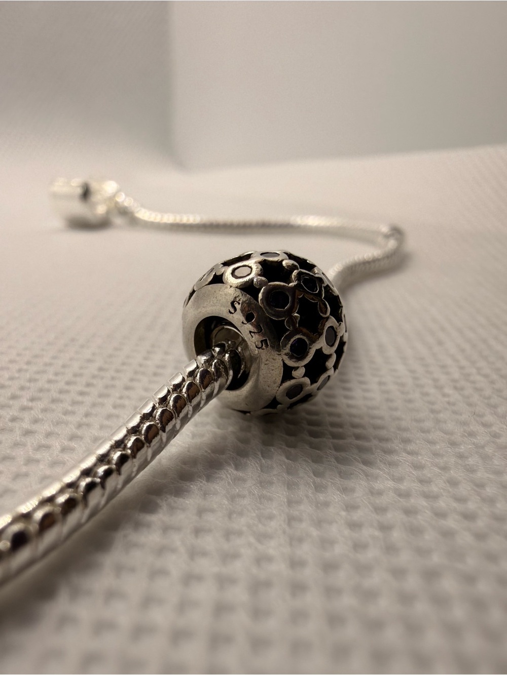 925 Sterling Silver Purple Pave Charm